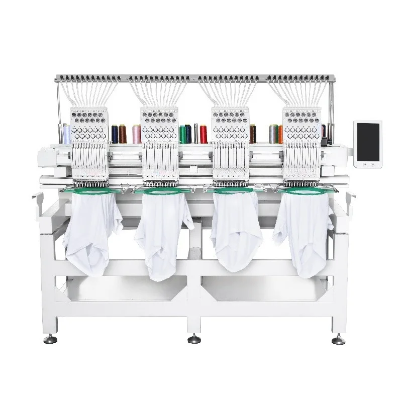 Industrial Use Computerized Automatic Four Head Multifunctional Cap T-shirt Flat Embroidery Machine