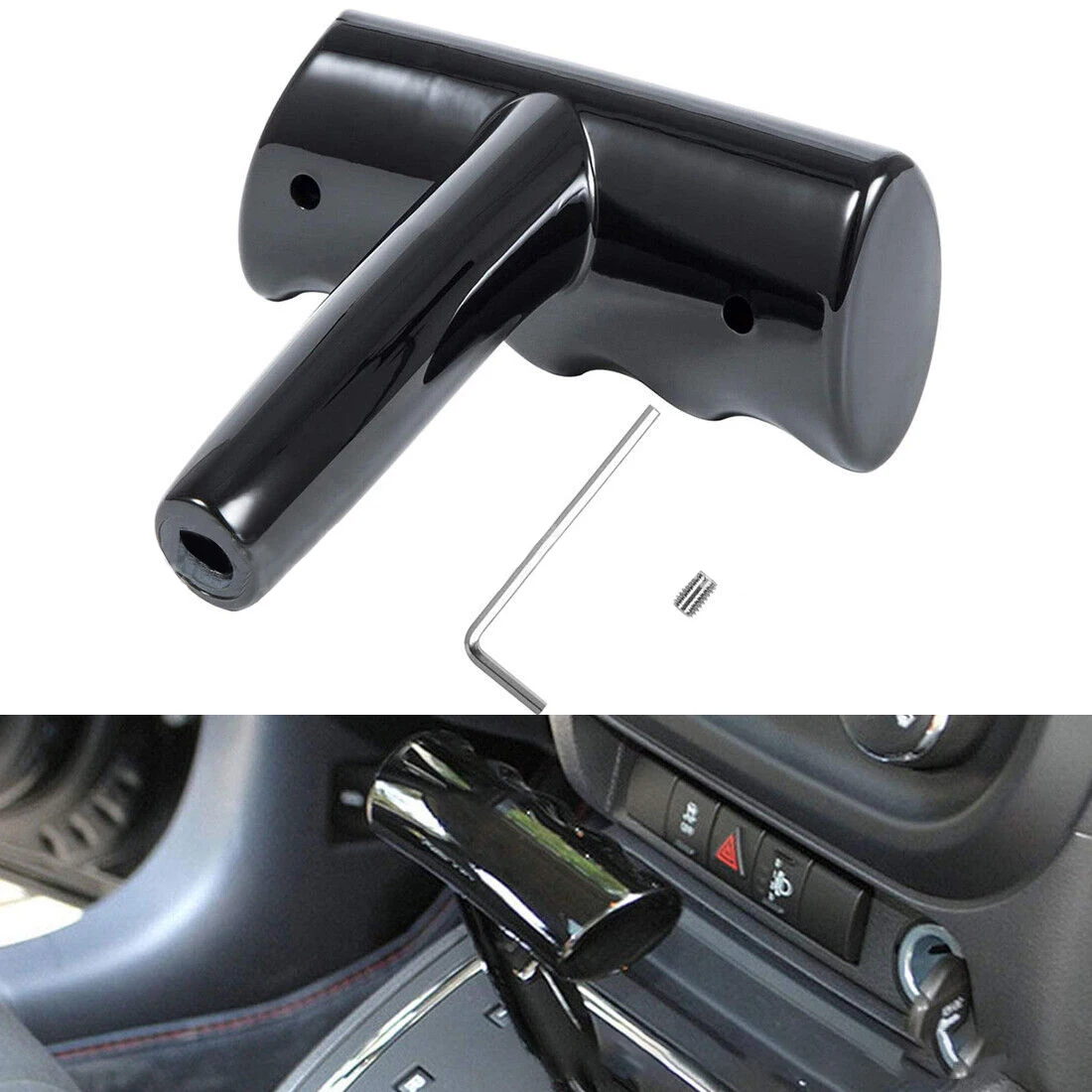 

Black Silver T Handle Gear Shift Knob for 2012-2017 Jeep Wrangler JK Dodge Charger Challenger Compass Ram