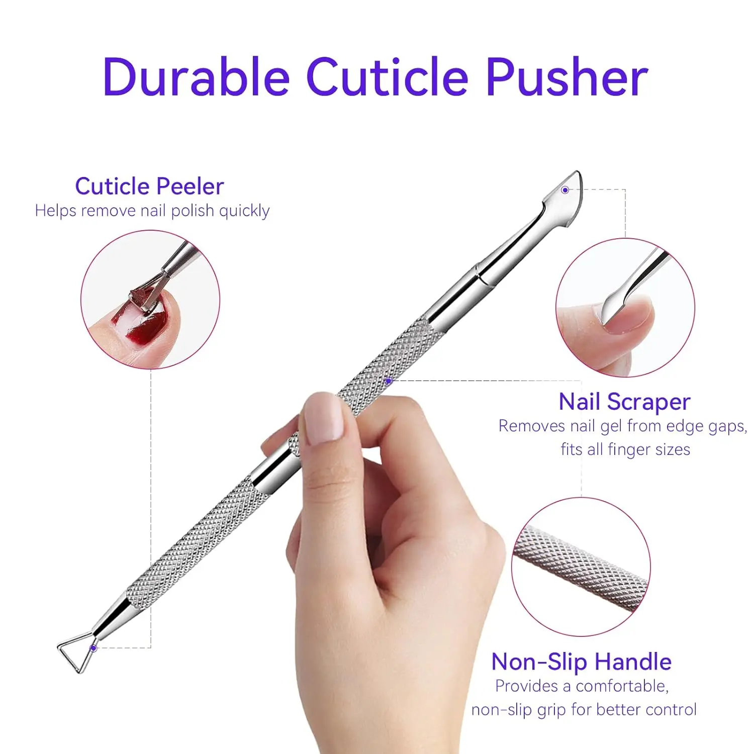 Makartt Gel-Nagellackentferner-Clips-Set, mit doppelseitigem Nagelhautschieber aus Metall, 20 Stück wiederverwendbarer Kunststoff für Finger und Zehen