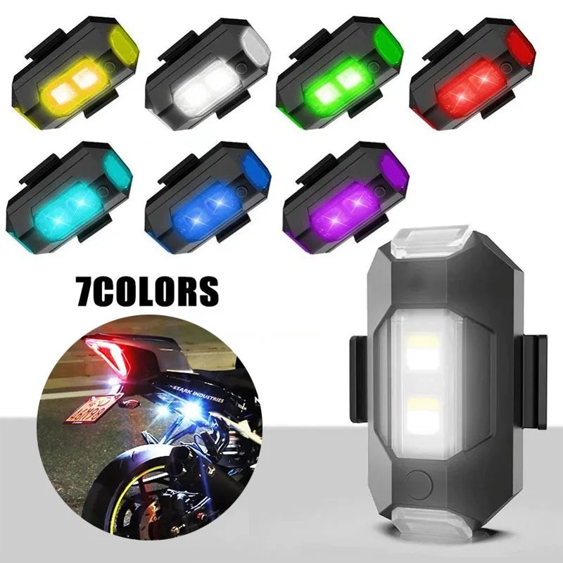 Drone Strobe Light 7 Color Motorcycle Taillights USB LED Anti-Collision Bike Aircraft Night Flying Flashing Warning Signal Light