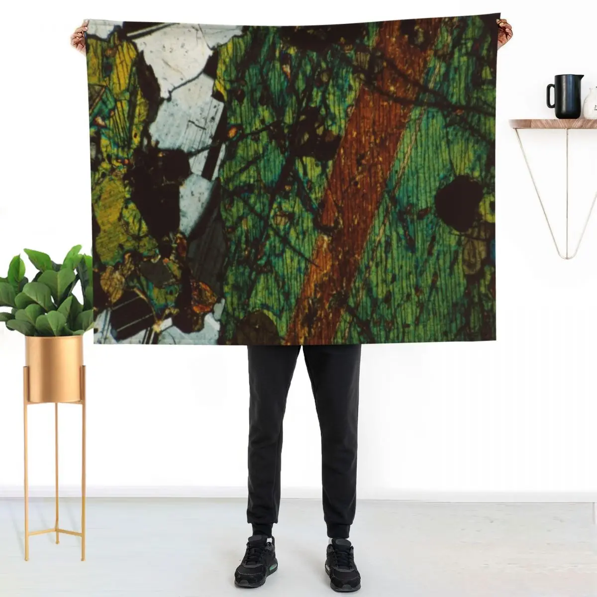 

Twinned Pyroxene and Feldspar Thin Section Mineral Art for the Rockhound Throw Blanket Elegant Warm Throw Blanket for Hotel Home