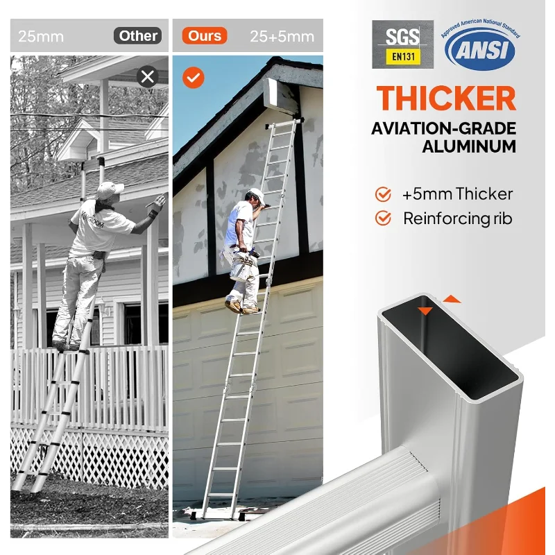 LUISLADDERS 18.5FT Folding Ladder Multi-Purpose Aluminium Extension 7 in 1 Step Heavy Duty Combination EN 131 Standard