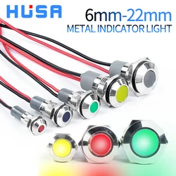 6mm 8mm 10mm 12mm 14mm Metal LED Warning Indicator Light Signal Lamp Pilot Wire 3-6 12-24 220V Waterproof IP65 Red Green Blue