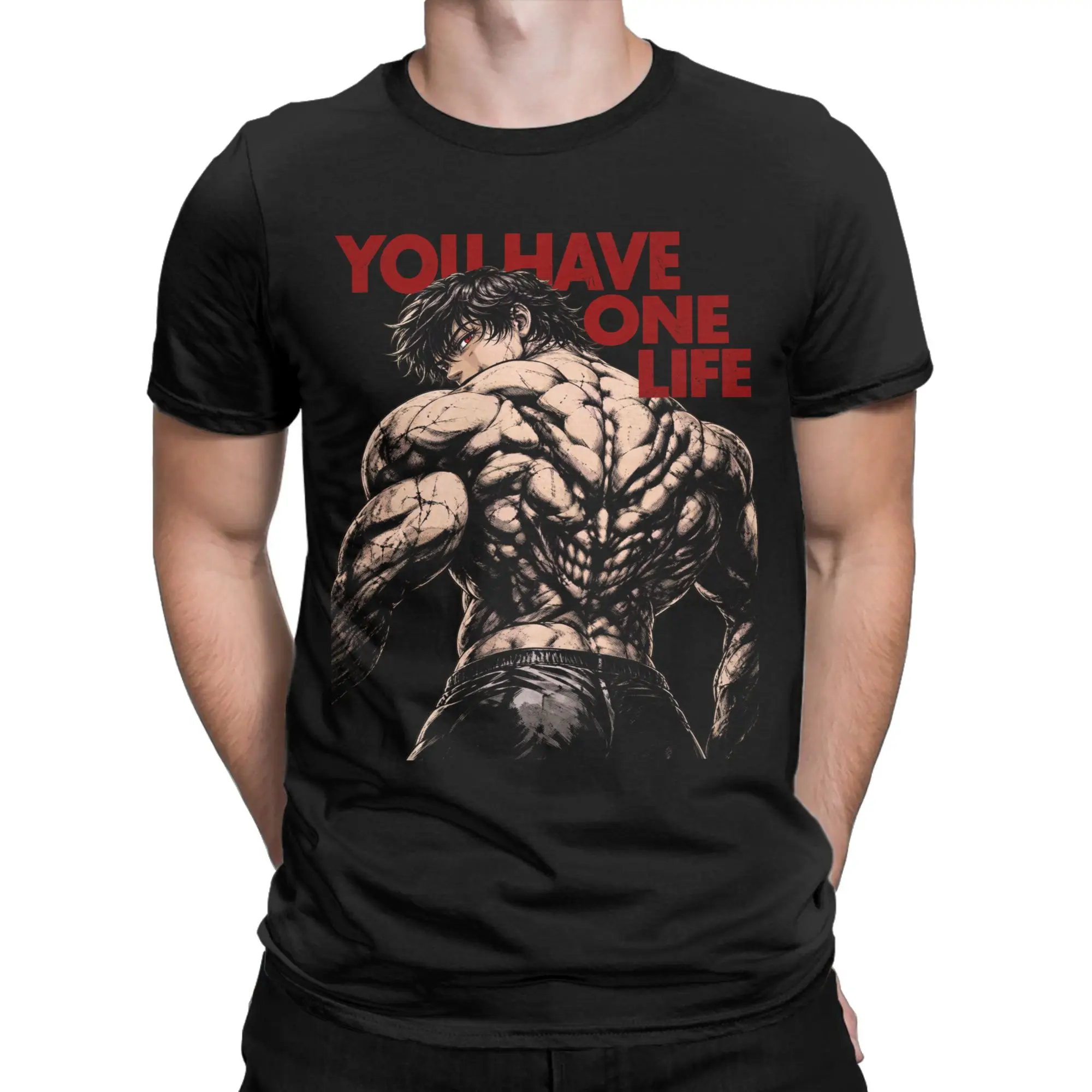 Baki Anime Hanma Arena Martial Arts Gym Y2K Basic T-Shirts Pure Cotton Harajuku Tshirt For Adult Custom Logo Top Tees