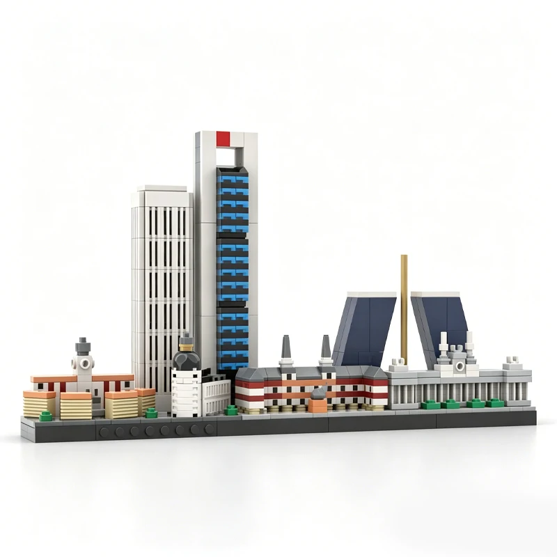 Customize 633Pcs Madrid Skyline Cityscape Model Building Blocks Educational Diy Assembly Toy Gift Architecture Fans And Display