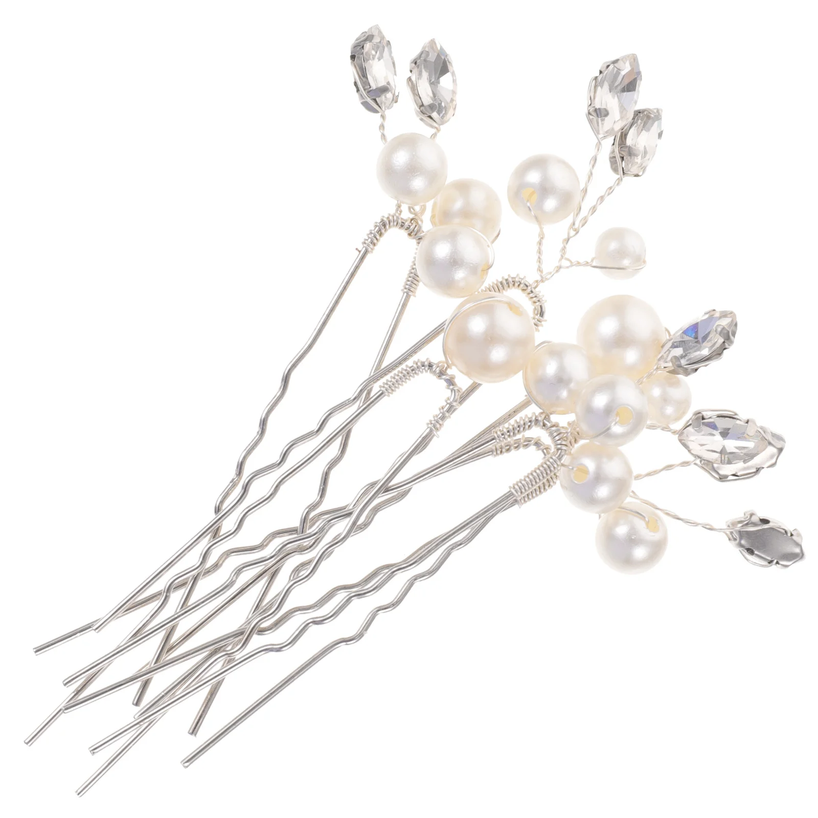 6 قطع الزفاف حجر الراين اللؤلؤ دبوس الشعر مجموعة الزفاف إكسسوارات الشعر خوذة الزفاف للنساء وصيفه الشرف العروس مقاطع الشعر #2