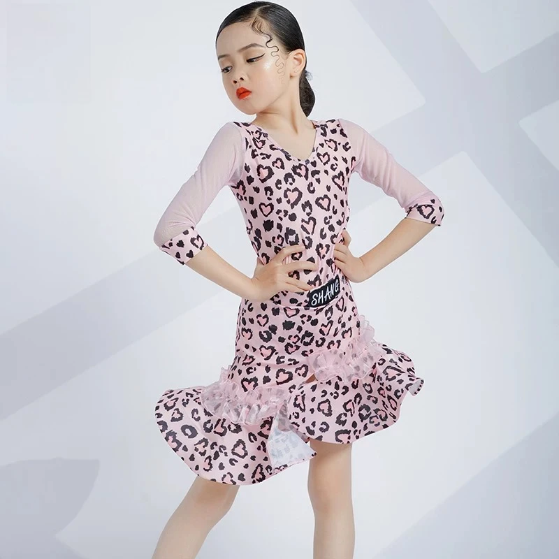 New 2026 Spring Latin Dance Training Costume Leopard Print Professional Competition Outfit Soft Stretch Daily Practice Slim Fit