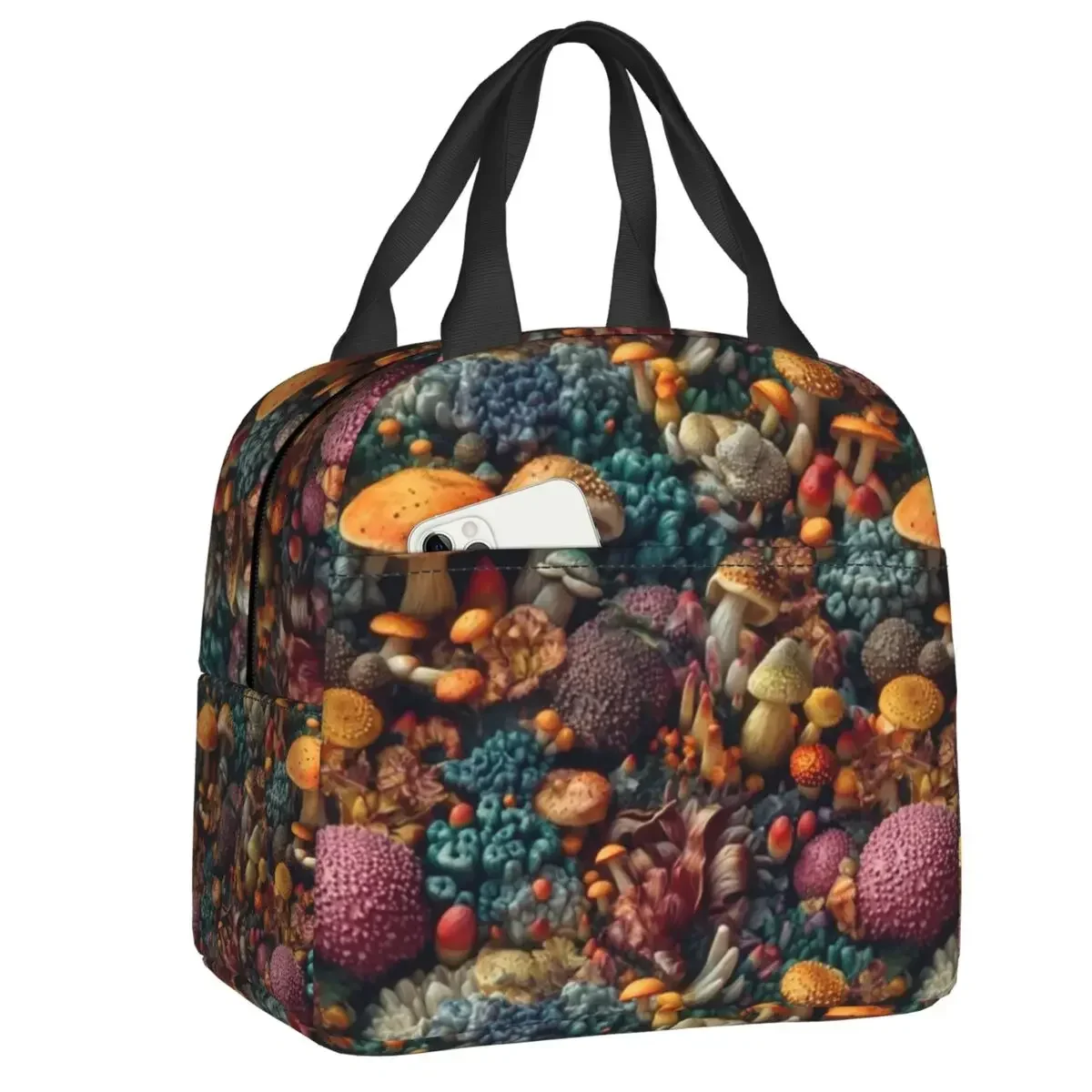 

Wild Mushrooms Collection Thermal Insulated Lunch Bag Women Resuable Lunch Container for School Office Outdoor Storage Food Box