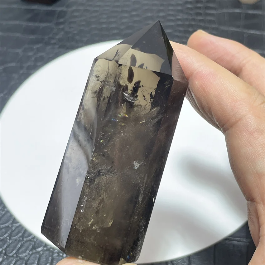 High Quality Natural Polished Clear Smoky Quartz Point with Rainbow Crystal Tower For Decoration