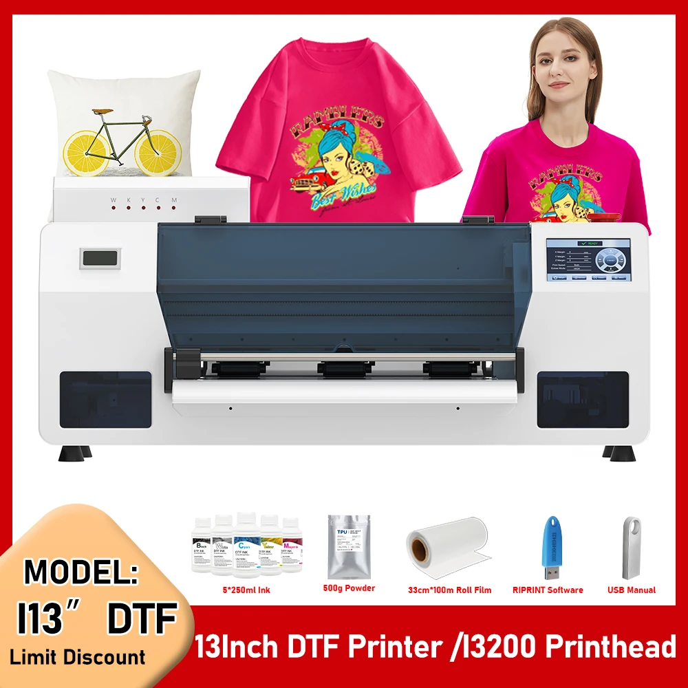 

13Inch DTF Printer for Epson I3200 Printhead A3 Direct to Film DTF Printer with Oven Shaker for Clothes T-shirt Printing Machine