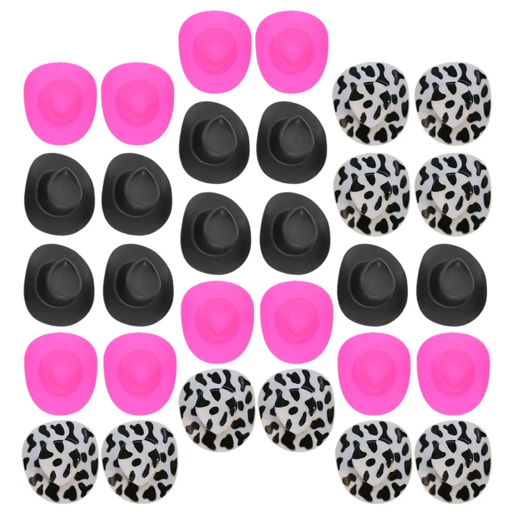 

30 шт. миниатюрных пластиковых ковбойских шляпок для поделок, декора для вечеринок, аксессуары для рукоделия