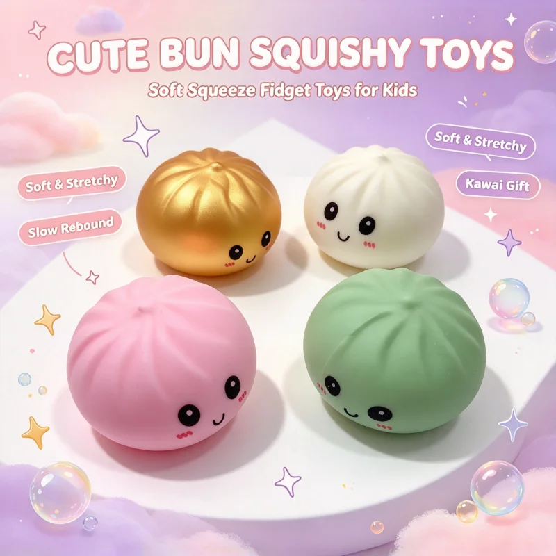 Cute Dumpling Squishy Toy Set Colorful Squeeze Fidget Toys Party Favor Birthday Gift Stress Relief Squeezing Sensory Toy for Kid