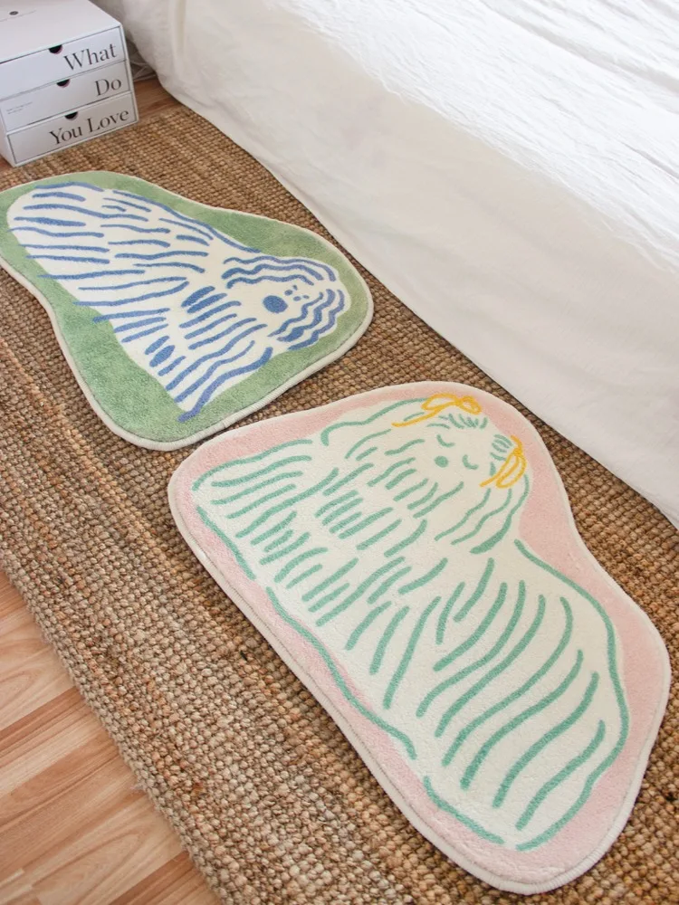 

Irregular Living Room Carpets Cartoon Dog Bedroom Bedside Carpet Cute Plush Girl Room Rug Comfortable Soft Balcony Rugs Alfombra