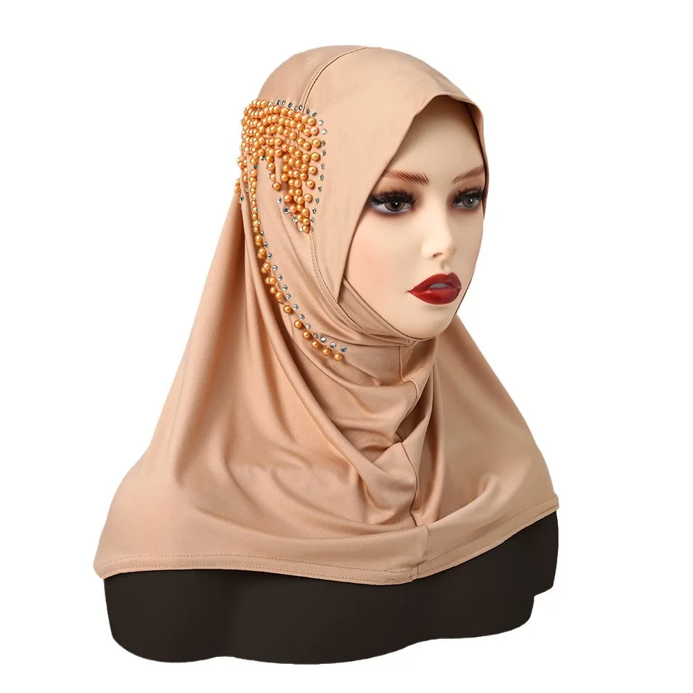 Jersey Instant Plain Hijab Underscarf Women Muslim With Bow Drills Tudung Full Cover Inner Islamic Scarf Shawls