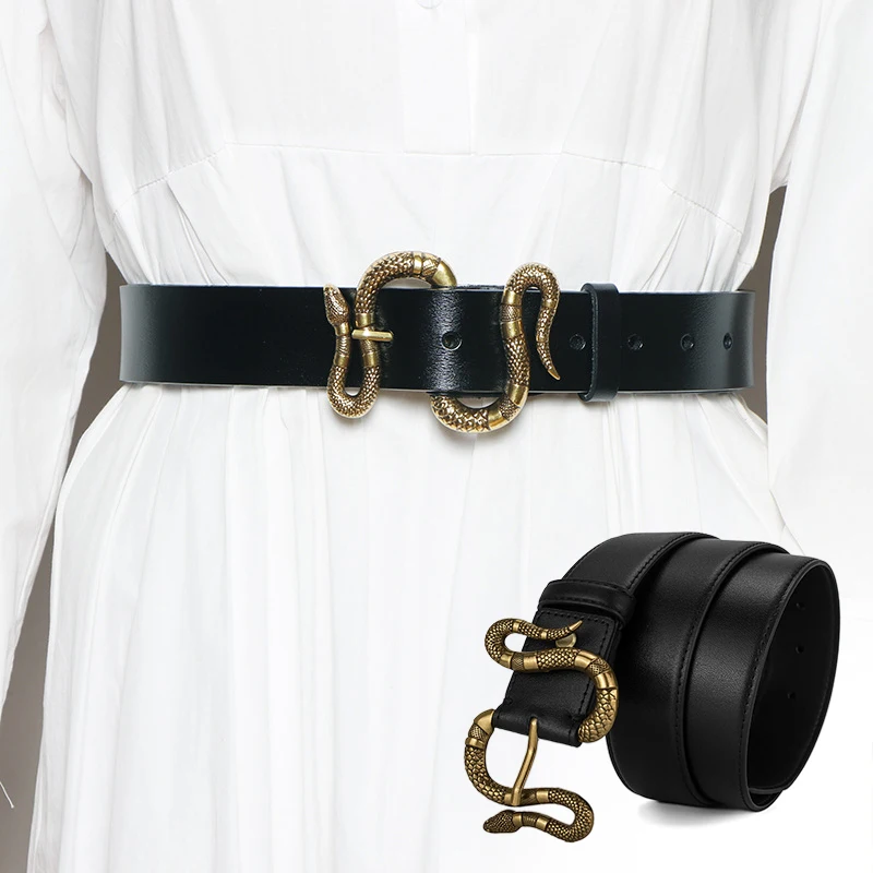 

Women Snake Shape Pin Buckle Belt High Quality PU Waistband For Dresses Jeans Accessories Gifts