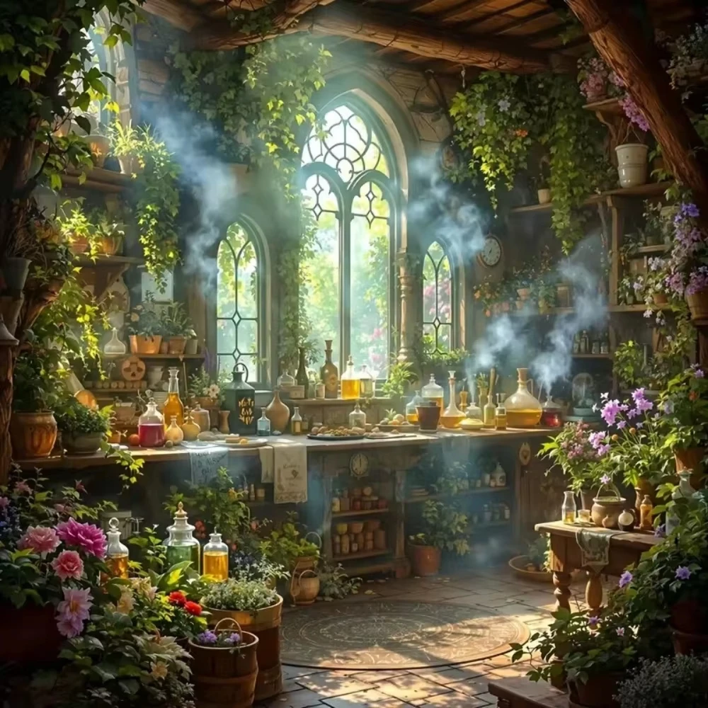

500PCS/1024 PCS Jigsaw Puzzles Landscape Making Potions Challenging Family Activity Game for Gameroom Bedroom Home Decor