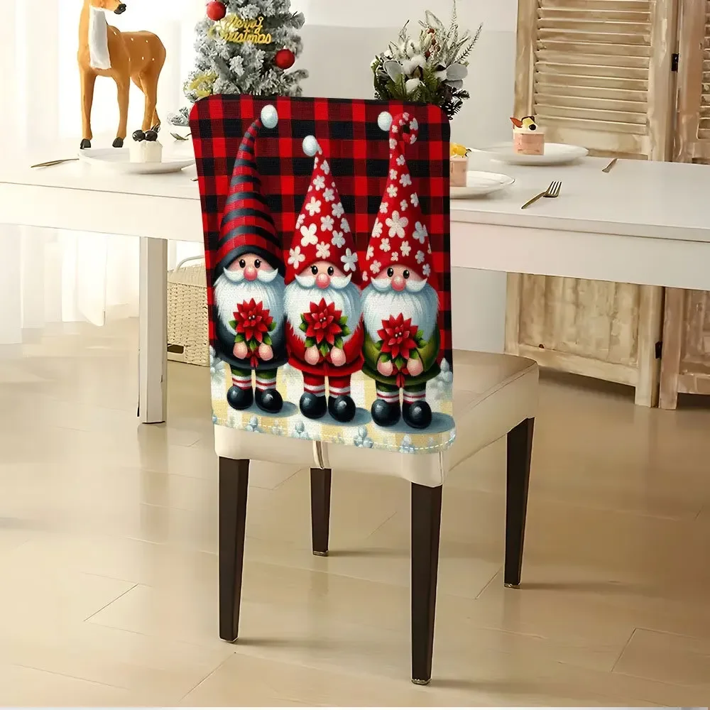VIKAMA Retro Christmas Vintage Santa Claus Chair Covers 2/4/6 PCS for Holiday Party Kitchen Dining Room Home Decor