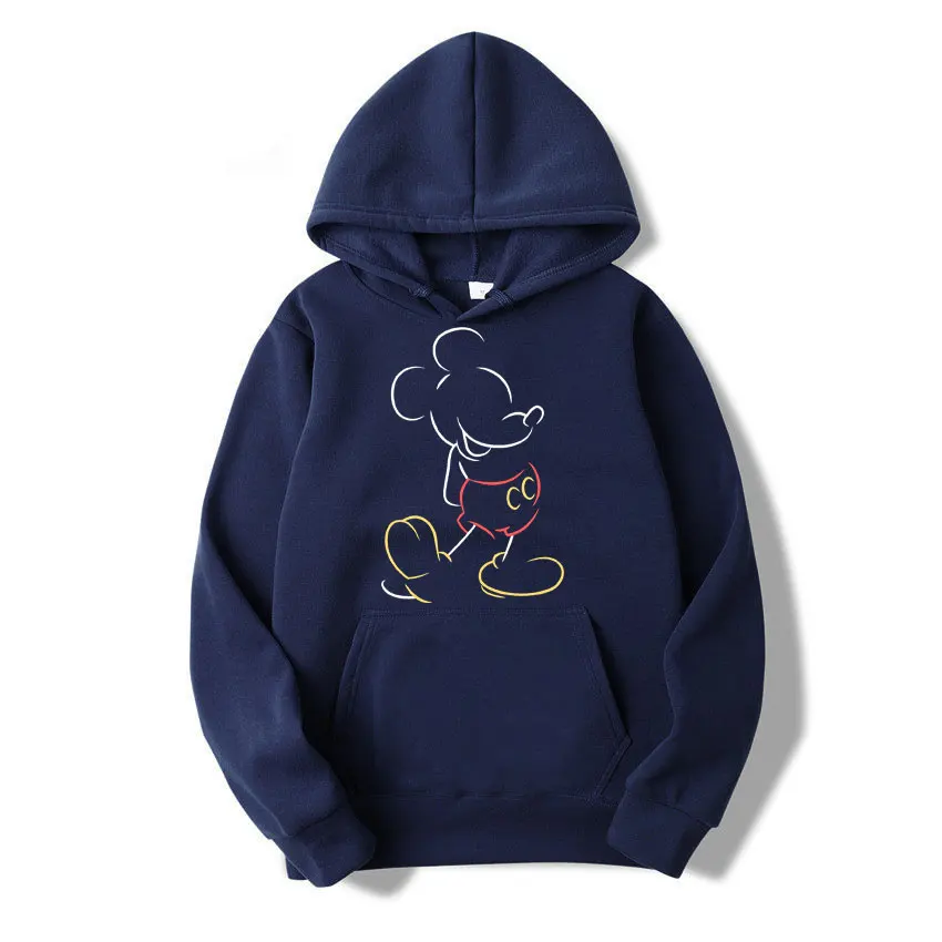 Mickey Mouse Line Pop Unisex Hoodie Cartoon Fashion Couple Oversized Sweatshirt Tops Spring Autumn Pullover