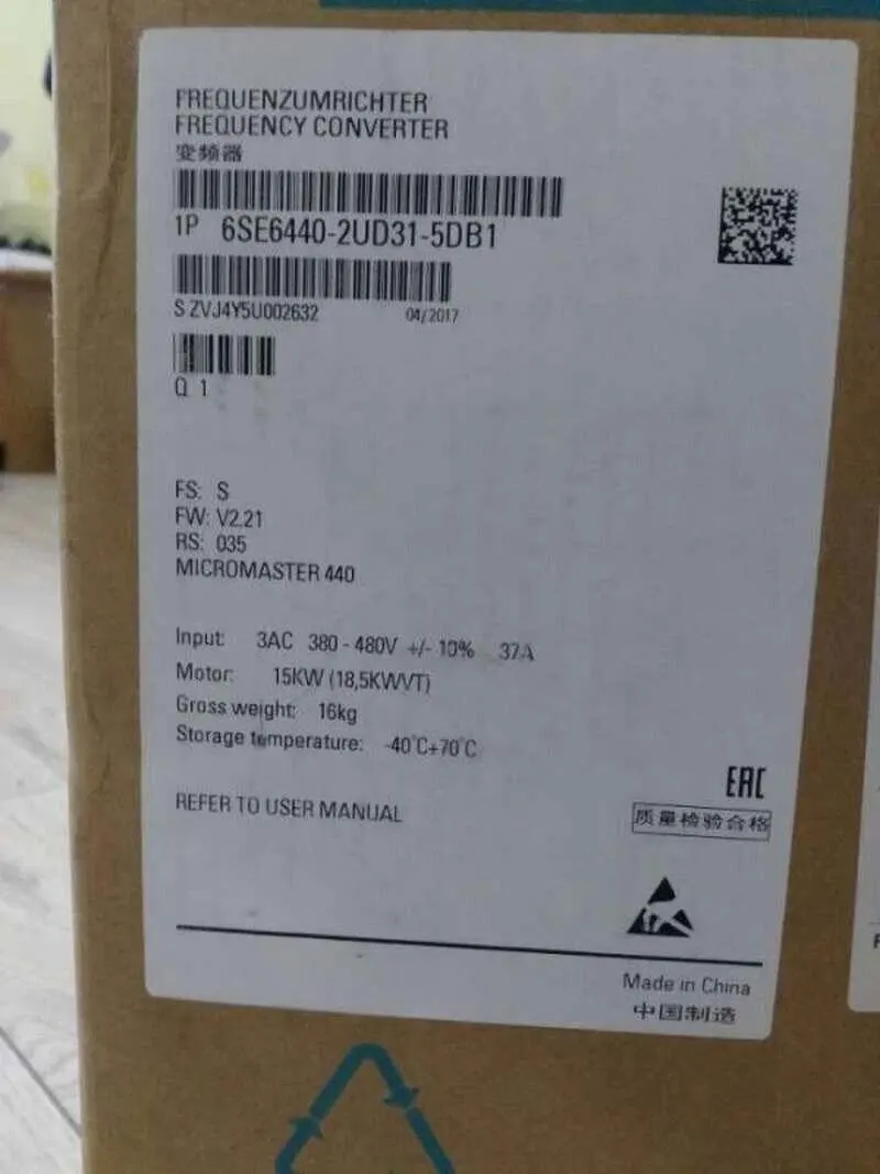 

Brand new 6SE6440-2UD31-5DB1 6SE6 440-2UD31-5DB1 Warrently One-year