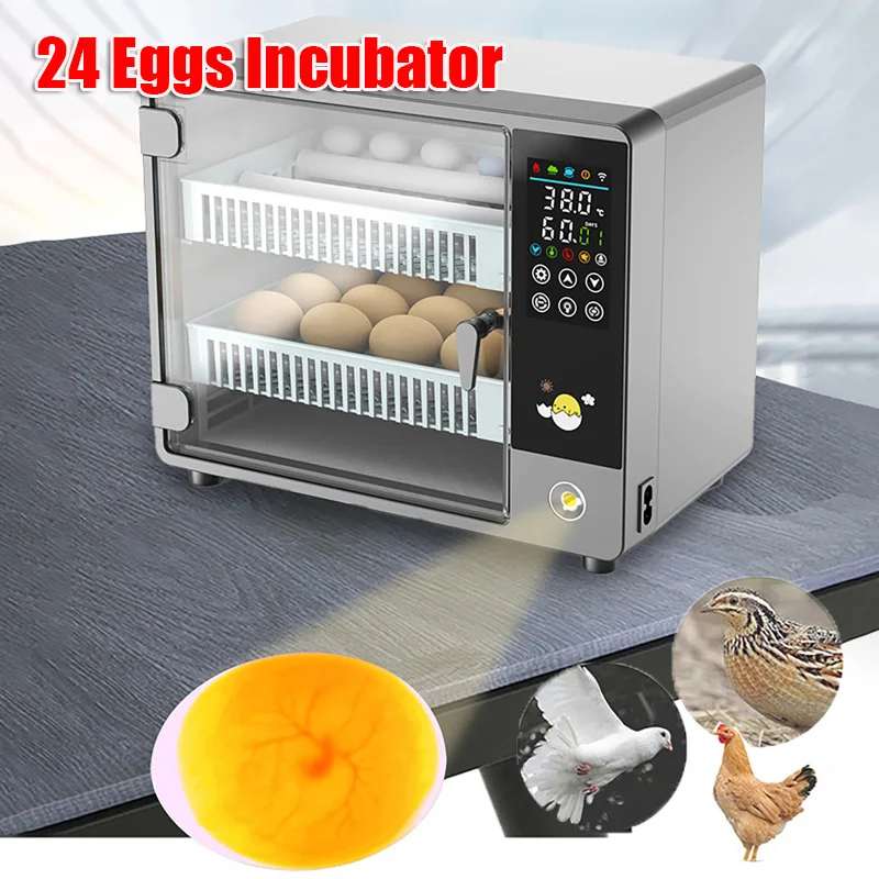 

24 Eggs Incubator Fully Automatic Turning Temperature Control Touch Screen Household Electric Incubator for Chicken Duck Goose