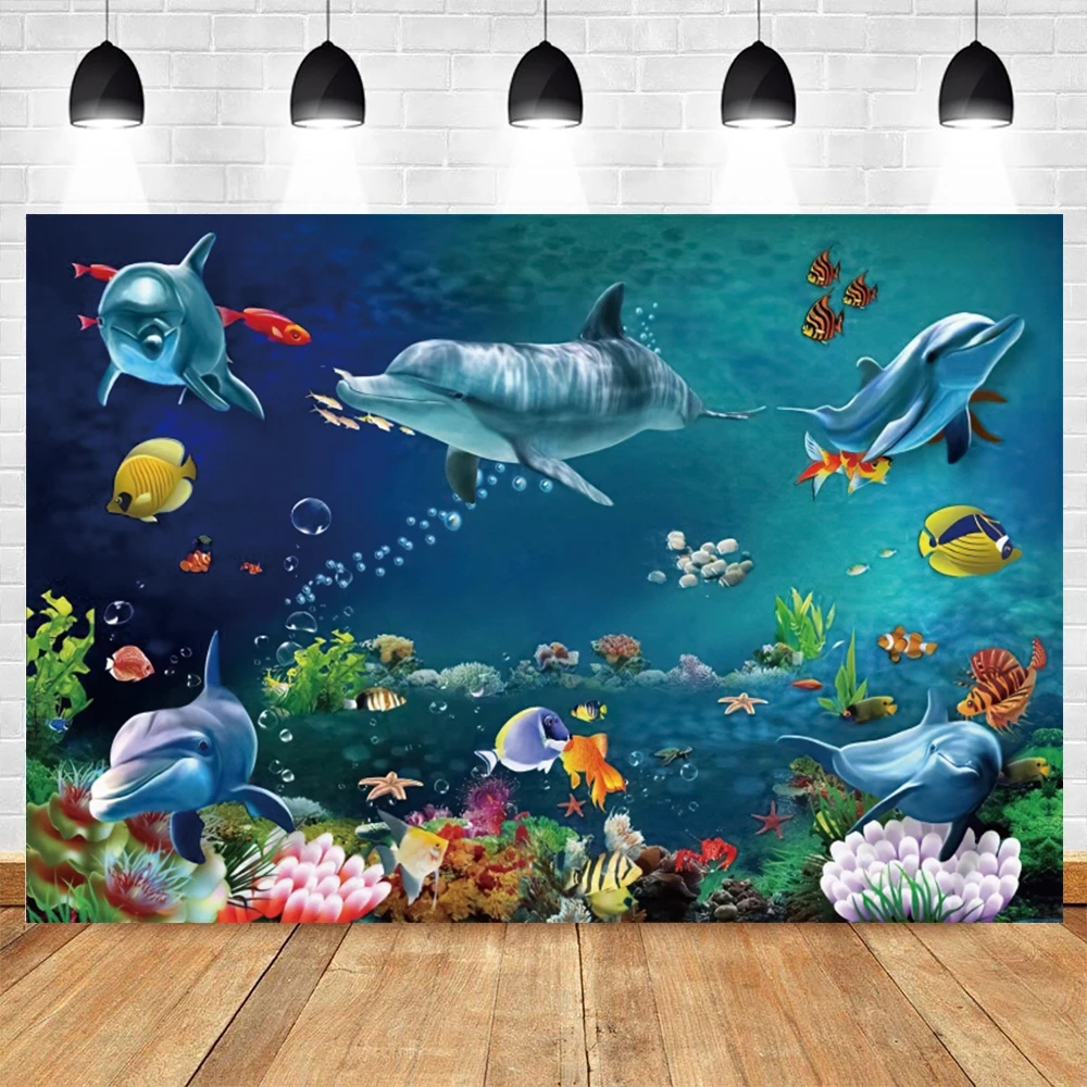 Shark Undersea Photography Backdrops Baby Birthday Photocall Portrait Party Decor Background Photo Studio Photographic Photozone