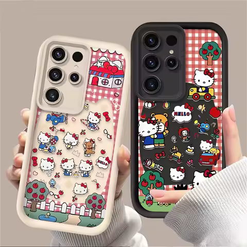 Cartoon Cute Hello Kitty Case For Samsung Galaxy S24 S23 S25 Ultra S22 S21 Plus FE A56 A36 A26 A16 A06 A15 A25 A35 A55 5G Cover