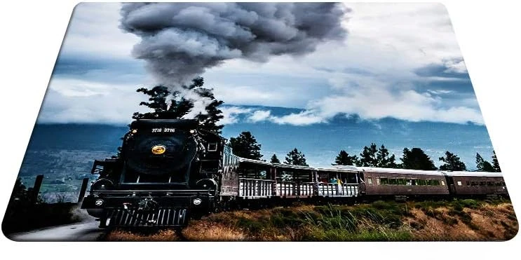 Non-Slip Rubber Gaming Mouse Pad, Cool Steam Train, Old Vehicle Mouse Pad, Computer Mouse Mat, Laptop, Office, 9.5x7.9 Polegada