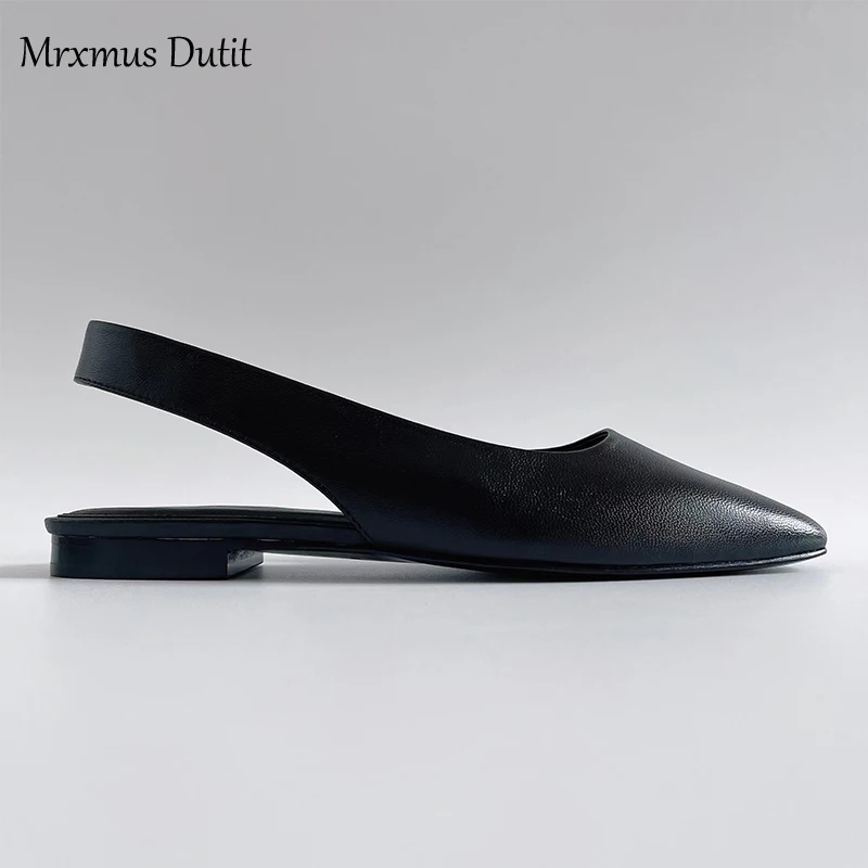 Mrxmus Dutit 2023 New Spring Summer Women Fashion Genuine Leather Flat Sandals Shoes Simple Elegant Casual Roman Shoes Female