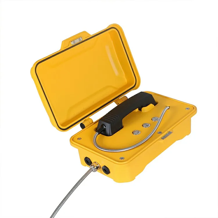 Weatherproof Industrial hotline telephone with 3 buttons for speed dial housed in cast aluminium enclosure ip66-ip67