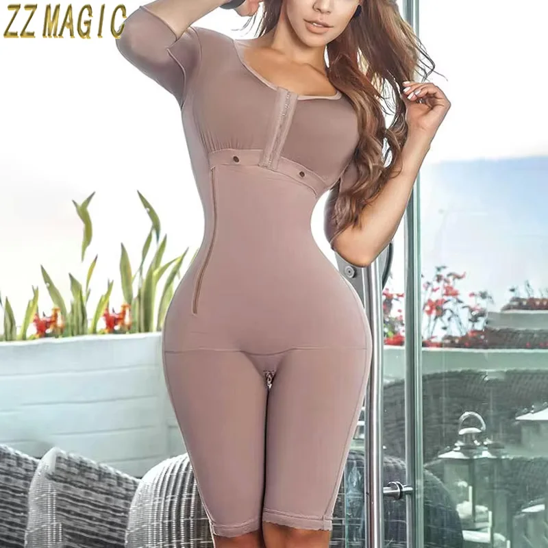 

Fajas Colombianas Full Body High Compression Shapewear For Women Tummy Control Breast Support Side Zipper Corset Slimming Sheath