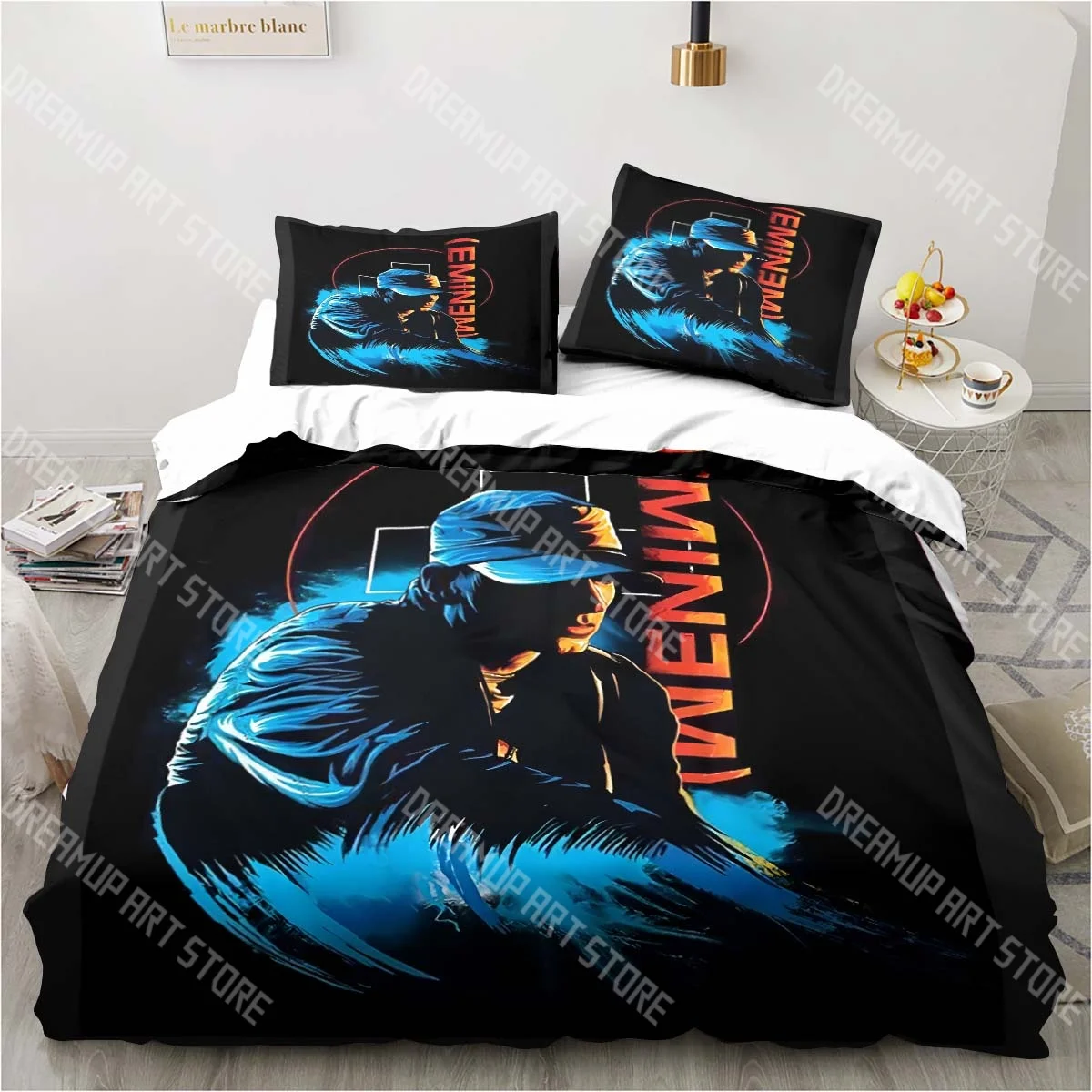 3D Printed Eminem Hip Hop Singer Bedding Set for Boys Girls Duvet Cover Pillowcase Twin Queen King Full Single Double Sizes