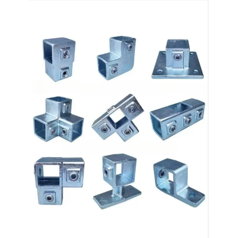 1PC 40*40 Mm Square Pipe Connector Galvanized Iron Fittings DIY Solder-free Guardrail, Tee Joint, Base