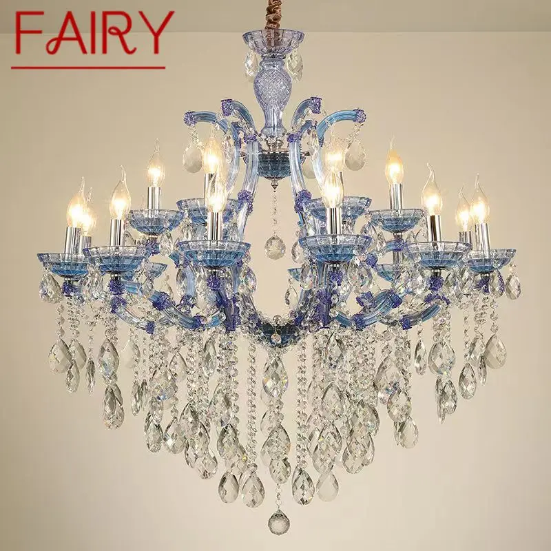 FAIRY  LuxuriousCandle Pendent  Lamp European Style Crystal Lamp Art Living Room Restaurant Villa Staircase Duplex Building