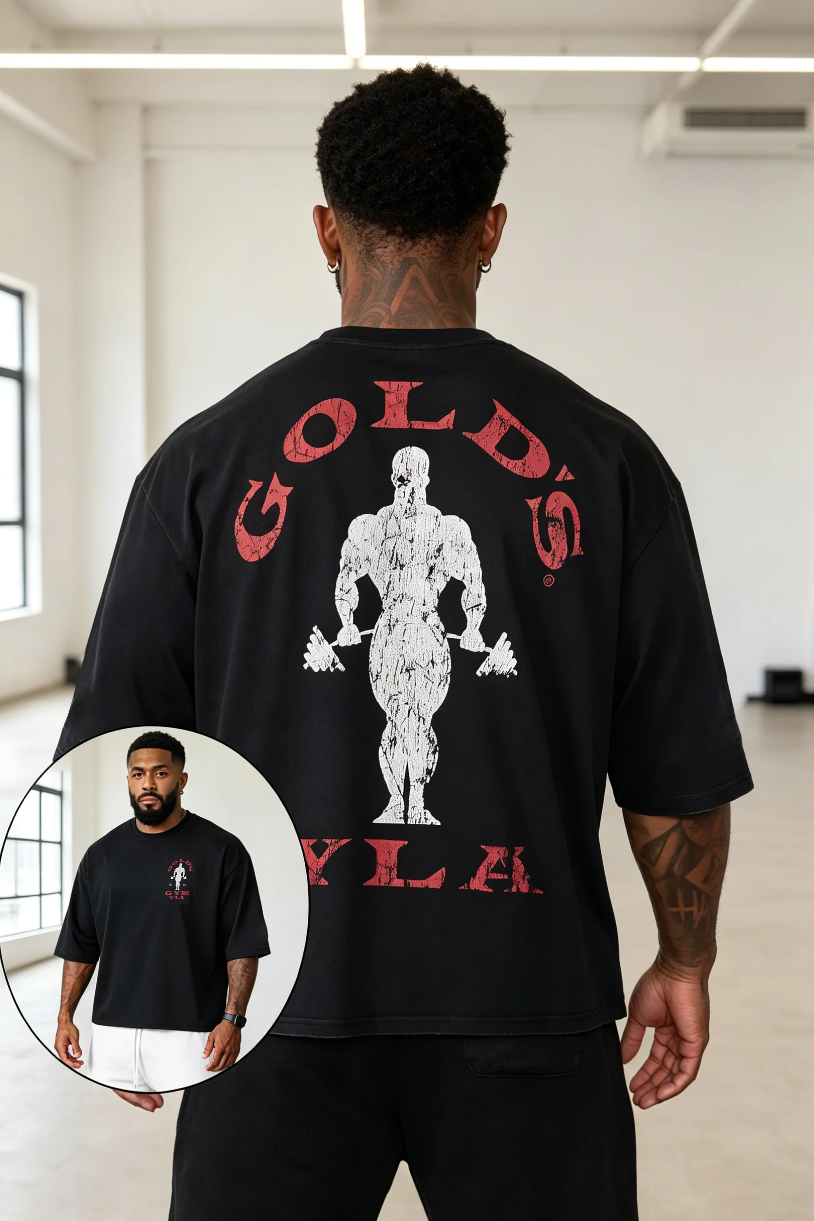 

Golds Gym New Cotton Tees Mens Printed T-shirt - Suitable for Daily Workouts Fitness Cotton Slim Short Sleeve Large-sized Tee