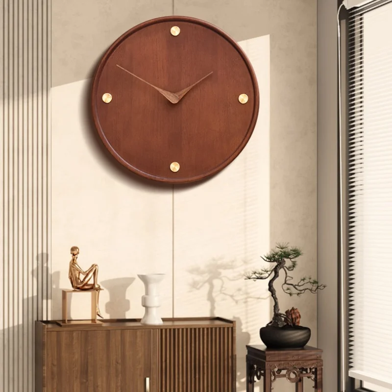 Solid Wood Creative Wall Clock 28cm Quartz Quiet Movement Nordic Minimalist Personality Home Fashion Living room Decorative