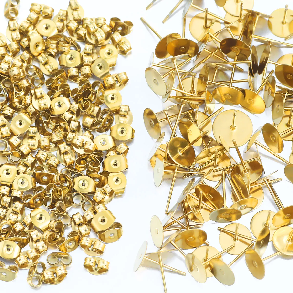 

10pcs Stainless Steel Round Ear Studs Blank for DIY Earrings Base Jewelry Making Hole Dangle Charm Components Accessories