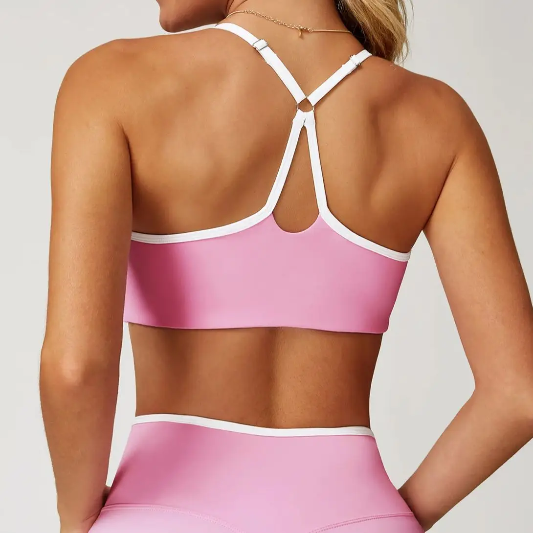 Women Solid Color Yoga Bra Gym Yoga Top Backless Workout Shockproof Crop Top Female Push Up Sport Bra Sports Underwear Yoga Vest