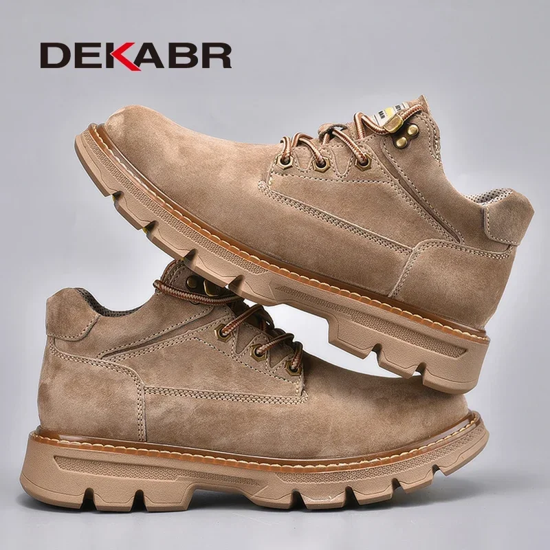 DEKABR-Botas de piel auténtica para hombre, botines cómodos de suela suave, zapatos clásicos informales para exteriores, Otoño e Invierno