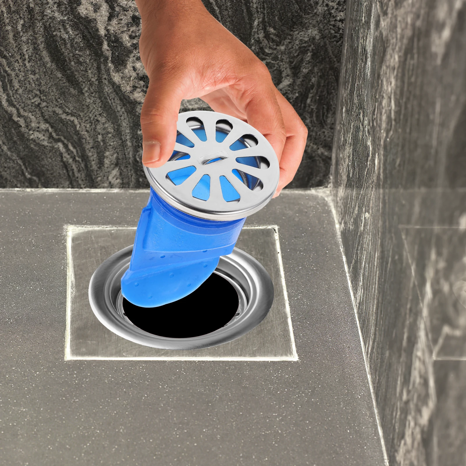 

3pcs Floor Drain Core Leak Proof Silicone Strainer Blue Odor Resistant Backflow Preventer Bathroom Kitchen Use