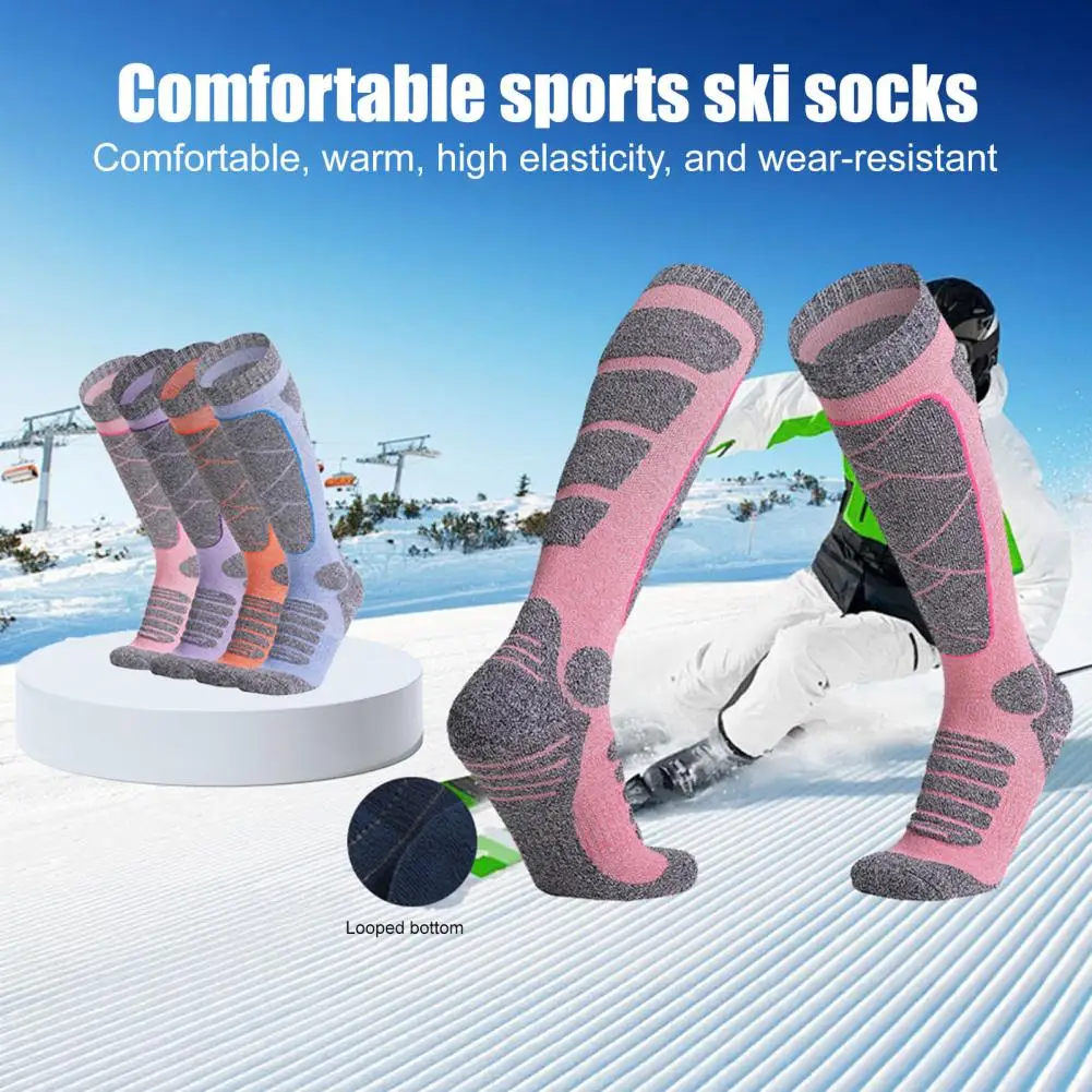 

Knee High Ski Socks Men Women Stretchy Thermal Knee Socks Breathable Shock Absorption Socks for Snowboarding Hiking Mountaineeri