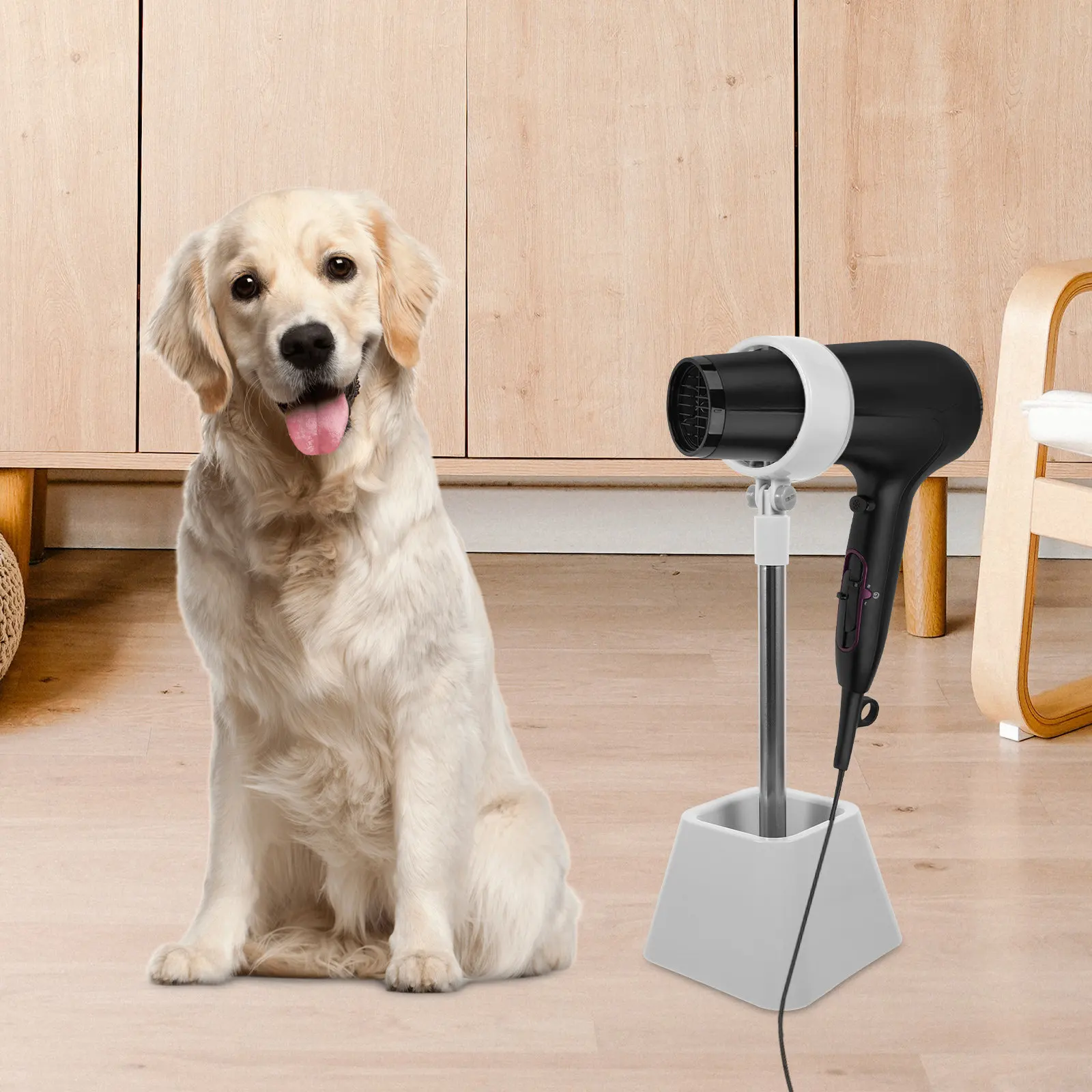 Pet Hair Dryer Floor Stand Adjustable Dog Cat Grooming Holder Hands-Free Blow Dryer Support Stable Base for Home Salon Use