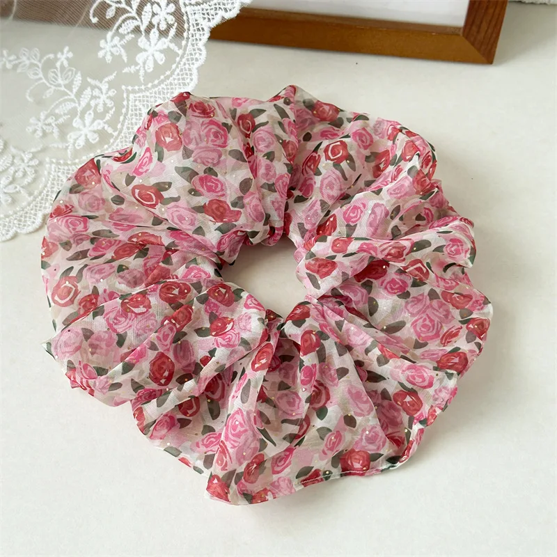 Süße Chiffon-Blumen-Haargummis, Weiche Elastische Haarbänder, Modische Pferdeschwanzhalter, Trendige Kopfaccessoires für Mädchen