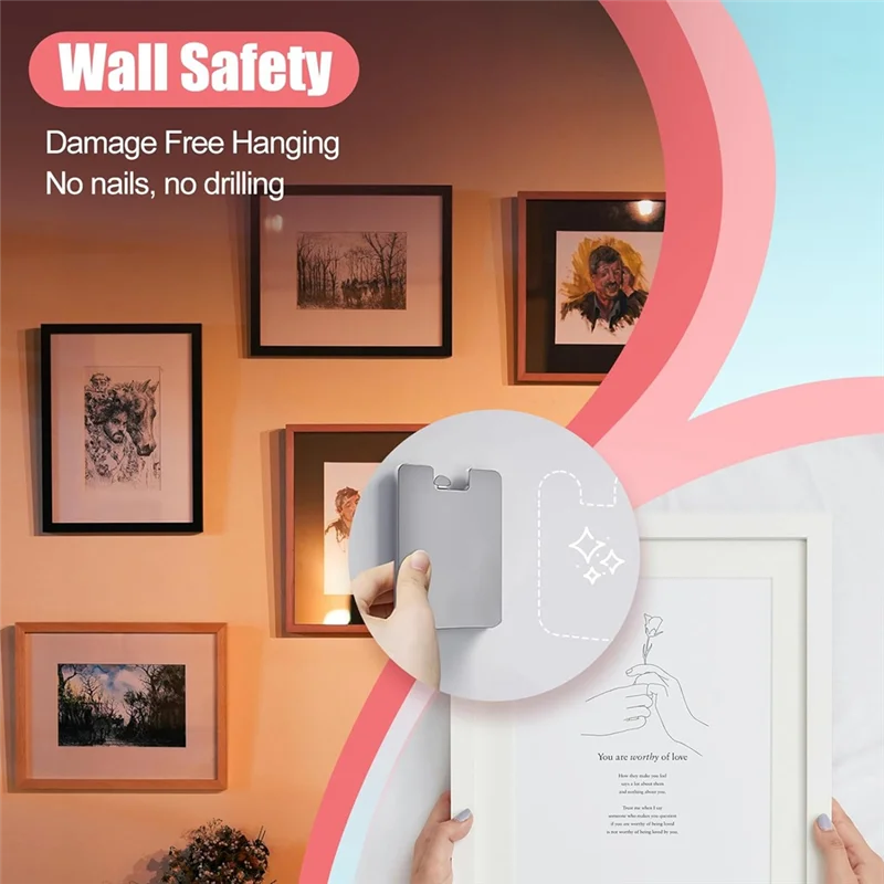Picture Frame Hangers Damage Free Hanging, Picture Hanging Hooks No Damage To Wall Paint, Picture Wall Hangers 12 Pack-AT64