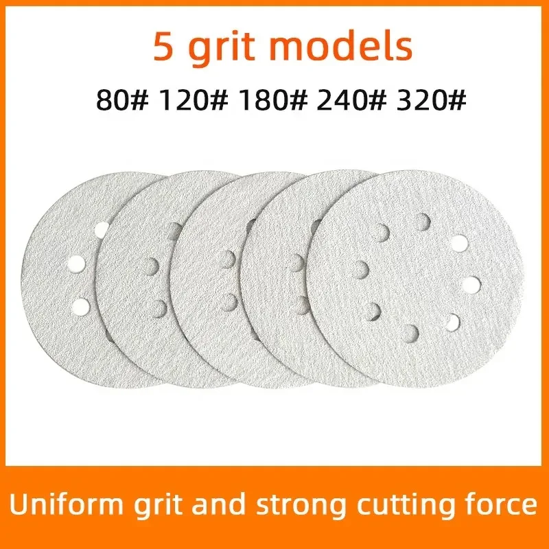 5 بوصة 8 حفرة ورق الصنفرة الجاف للسيارات P80 ~ p320 ورق الصنفرة للسيارة لطاحونة المعجون تلميع أقراص الطحن ذاتية اللصق 125