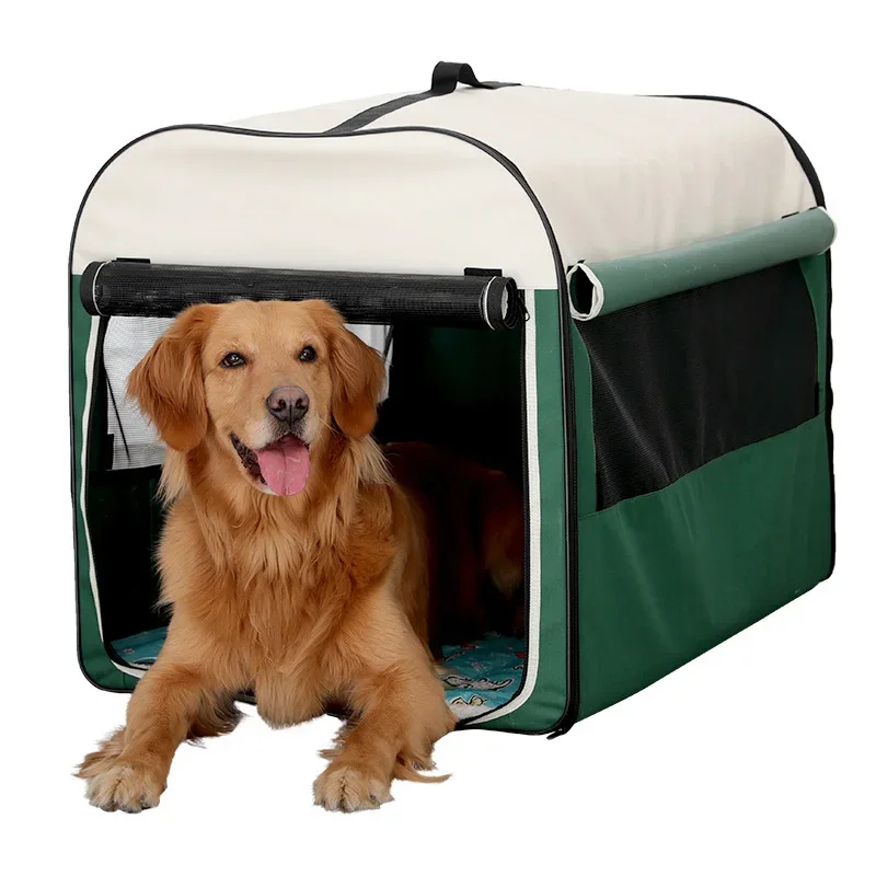 Green Kennel Warm Large House Summer Dog Cage With Breathable Mesh Indoor Outdoor Portable And Foldable Pet Tent Four Seasons