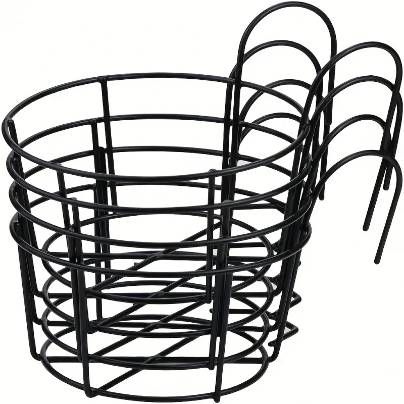 Stylish Round Metal Hanging Planters Perfect for Balcony Garden Indoor Decor Lightweight Wall Mount Flower Basket Daily Home Use