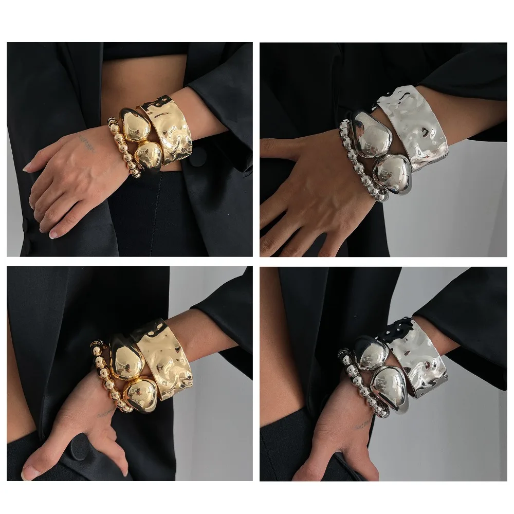 أزياء سبائك الشرير سوار غير النظامية مبالغ فيها الهيب هوب سوار فريد قطرة الماء الخرز شكل الإسورة النساء الرجال