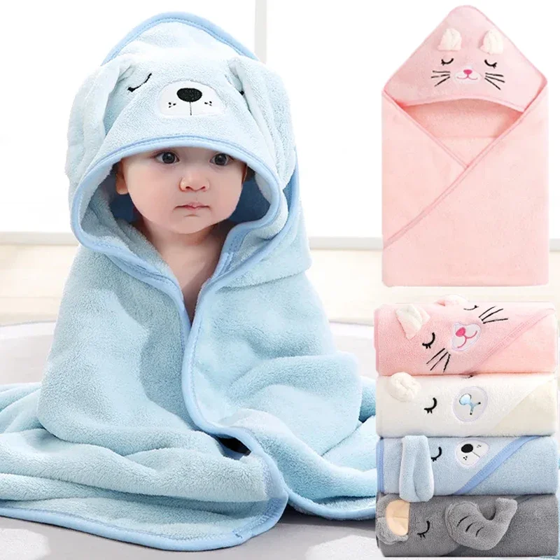 

Baby Hooded Bath Towels Cartoon Animal Newborn Soft Towel Blanket Toddler Bathrobe Warm Sleeping Swaddle Wrap for Boys Girls