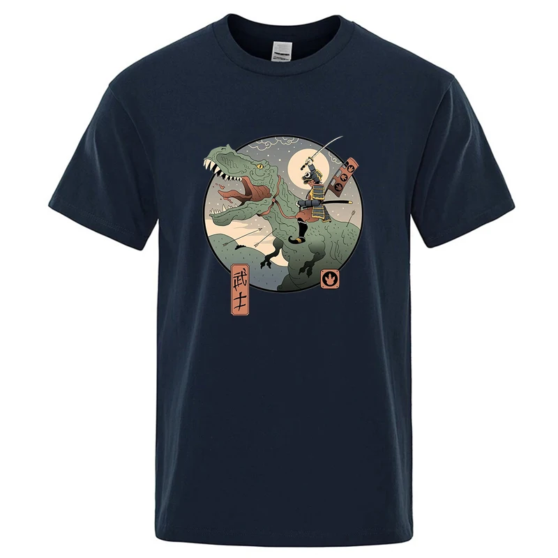 Summer Men's T-shirt High Quality Cotton Blend Anime Dinosaur Printing Casual Cool Loose O-neck Men T-shirt Male Tops for Men