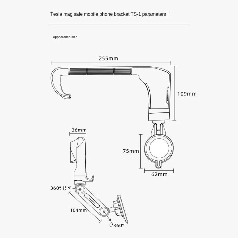 Pinza per telefono con supporto magnetico senza fili pieghevole per TESLA Model 3/Y supporto per telefono da auto magnetico supporto per braccio